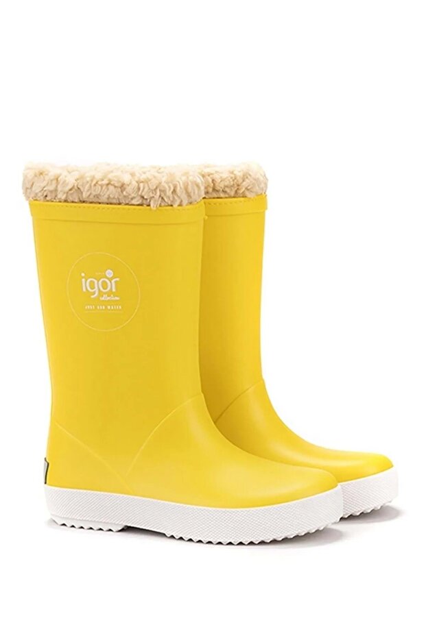 W10207-008 Splash Nautico Children's Furry Yellow Rain Boots
