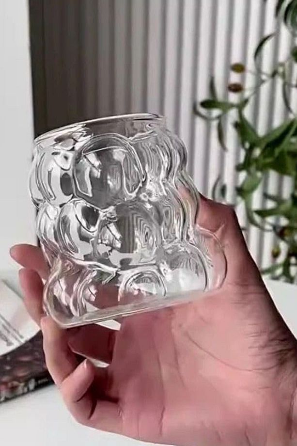 Baloncuklu Cam Bardak 2 Adet Isıya Dayanıklı Borosilikat Soğuk Kahve Bardakları Meşrubat Bardağı - 1