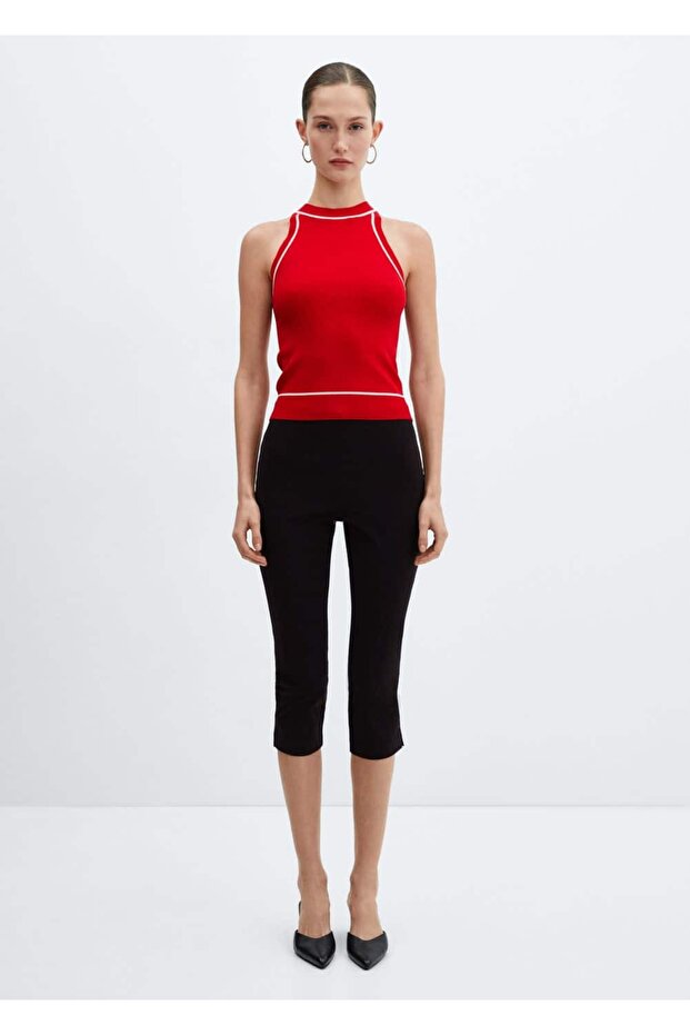 Kontrast süslemeli bluz - 2