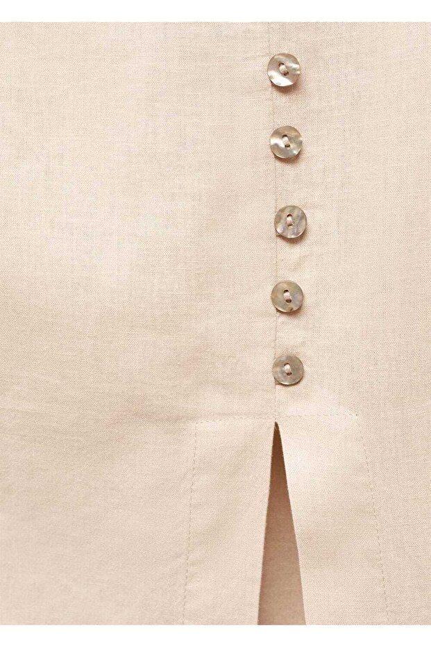 Keten yırtmaçlı etek - 7