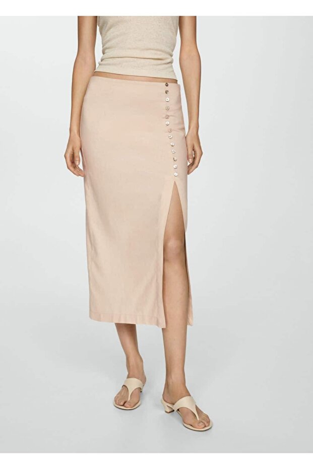 Keten yırtmaçlı etek - 1