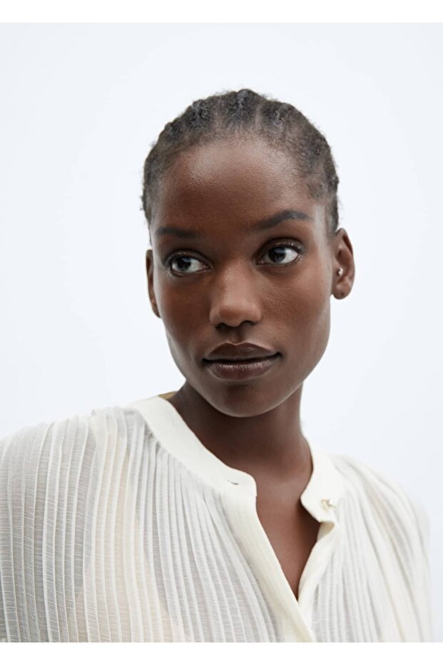 Yarı transparan pilili bluz - 7