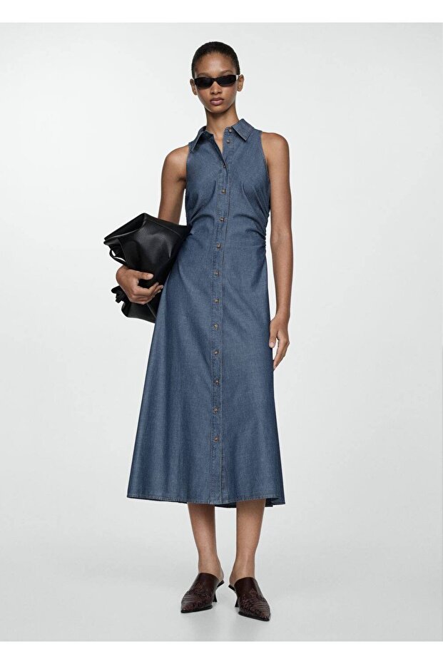 Denim gömlek elbise - 2