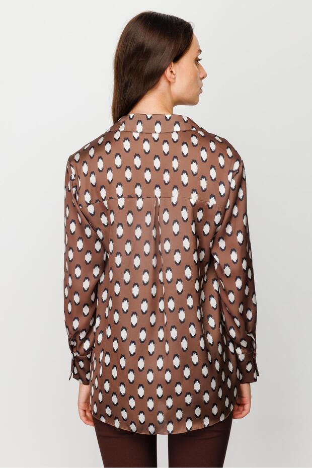 Modailgi Salaş Emprime Gömlek Kahve - 5