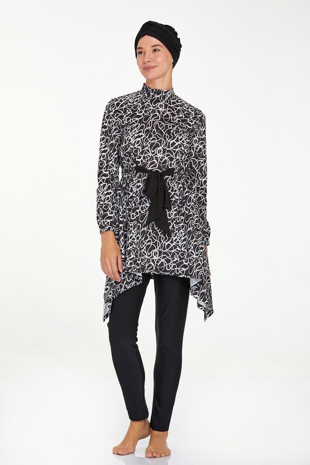 Hijab Swimsuit - Patterned Design - 2