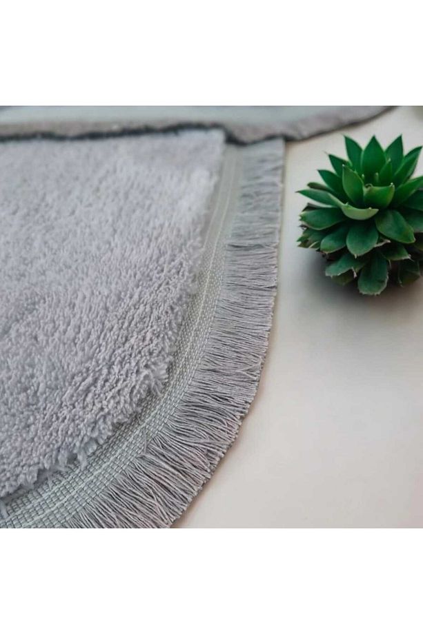 2Lİ SAÇAKLI PELÜŞ HALI BANYO PASPAS TAKIMI KAYMZ TABAN 1 ADET 60X100+ 1 ADET 50X60 - 2