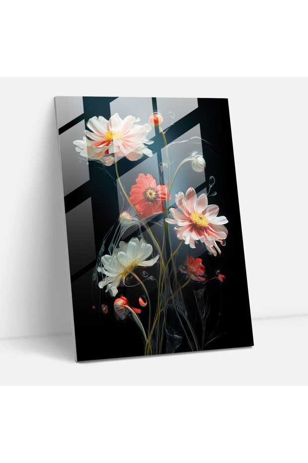 Brave Bleeding Daisies Glass Print, Bleeding Flowers, Enchanting
