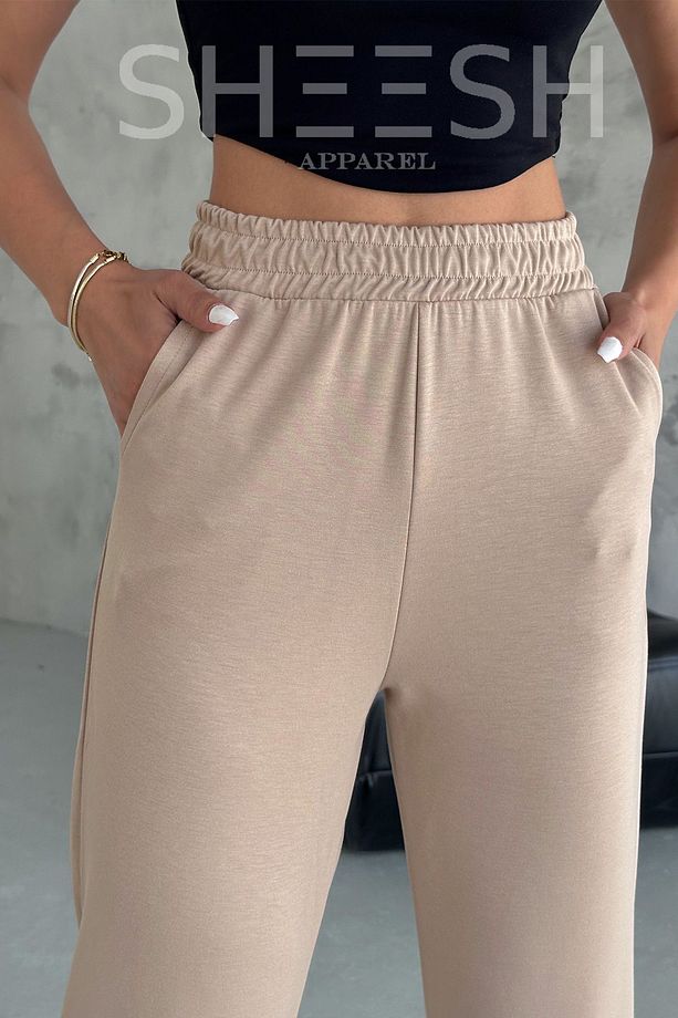 Camel Paça Pensli Yüksek Bel Modal Kumaş Pantolon Eşofman Altı - 5