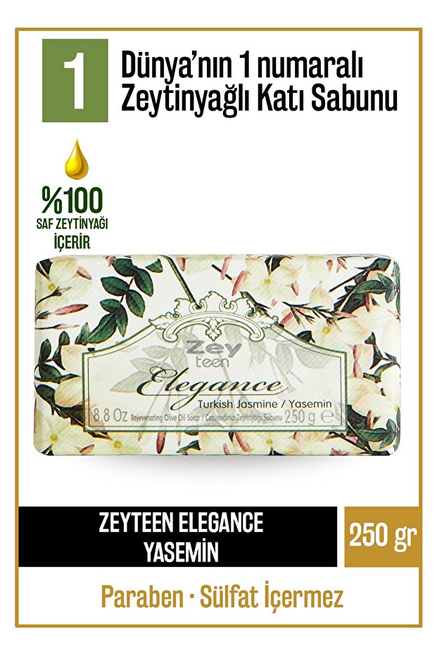 Natural Elegance Solid Soap with Jasmine and Olive Oil Jasmine Olive Oil Hand Soap 250 gr