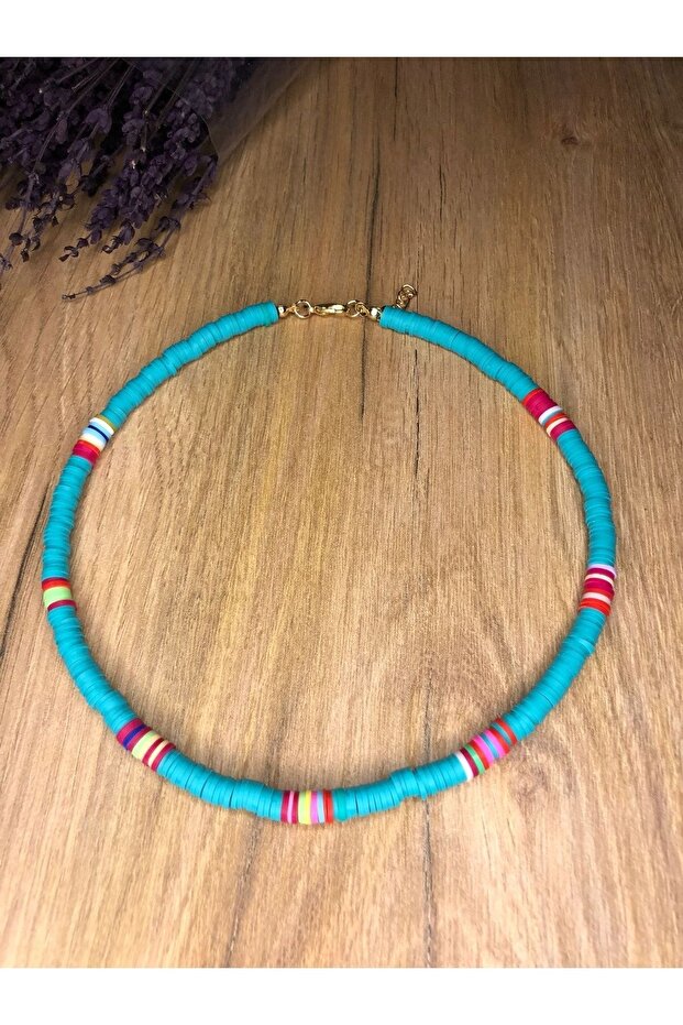 Women's Turquoise Color Special Design Fimo Necklace
