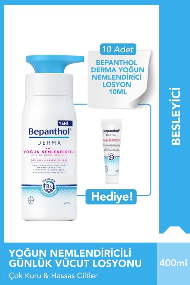 Derma Günlük Yoğun Nemlendirici 400 ml Losyon & 10 adet Yoğun Nemlendirici Losyon 10 ml - 1