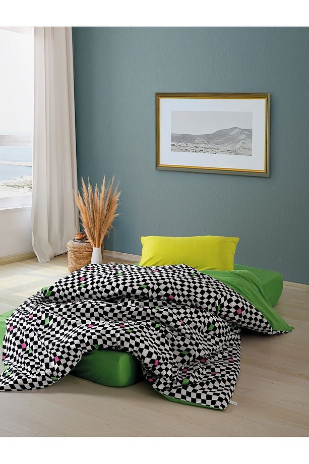  Popping Colors Tek Kişilik Lastikli Çarşaflı Nevresim Takımı Dazzle Yeşil - 3