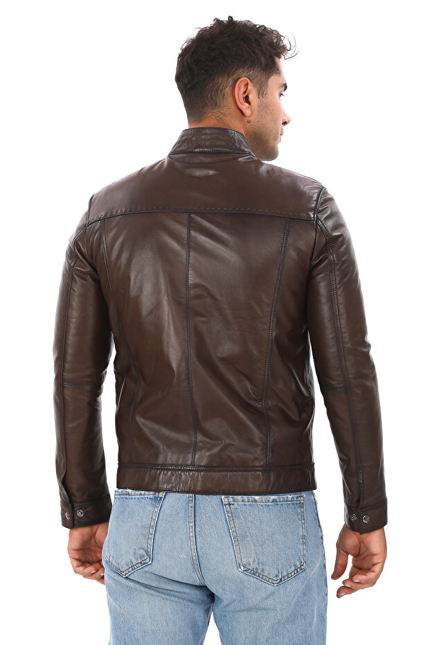 Erkek Puntolu Hakiki Deri Mont - 5