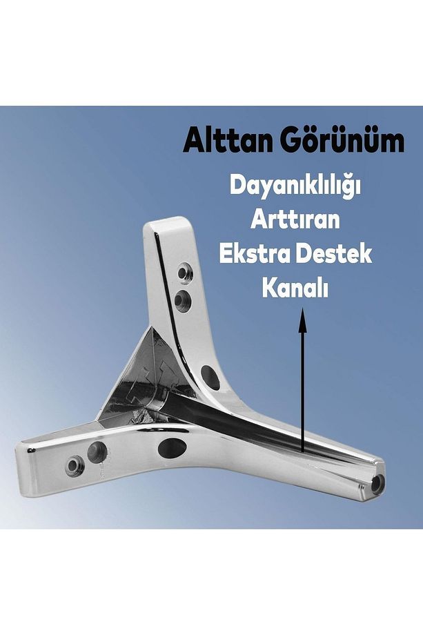 Sedef Lüks Mobilya Kanepe Sehpa Tv Ünitesi Koltuk Ayağı 14 Cm Parlak Krom Baza Ayakları - 5