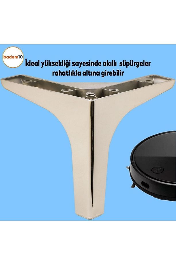 Sedef Lüks Mobilya Kanepe Sehpa Tv Ünitesi Koltuk Ayağı 14 Cm Parlak Krom Baza Ayakları - 4