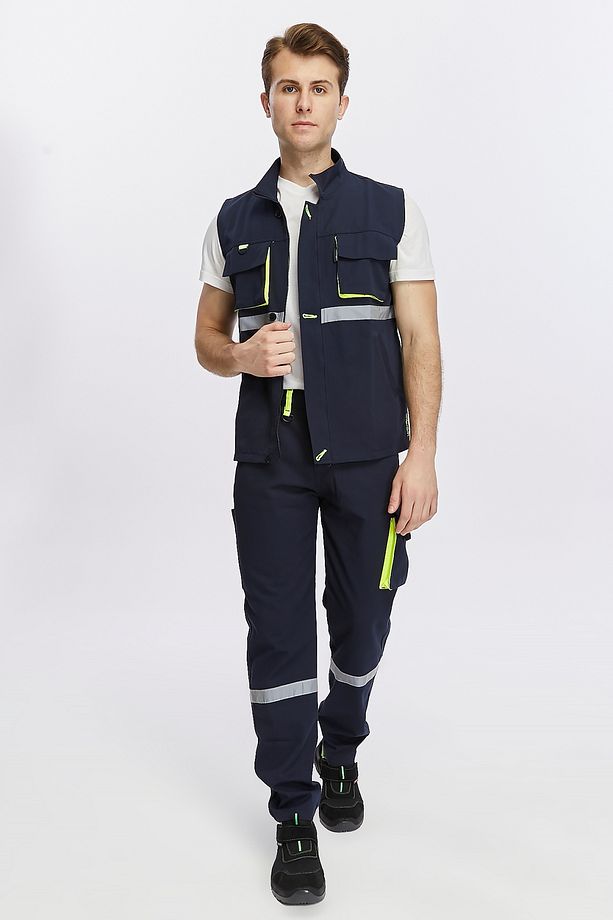 İş Yeleği Harman Kumaş Klasik Model Lacivert Yazlık - 3