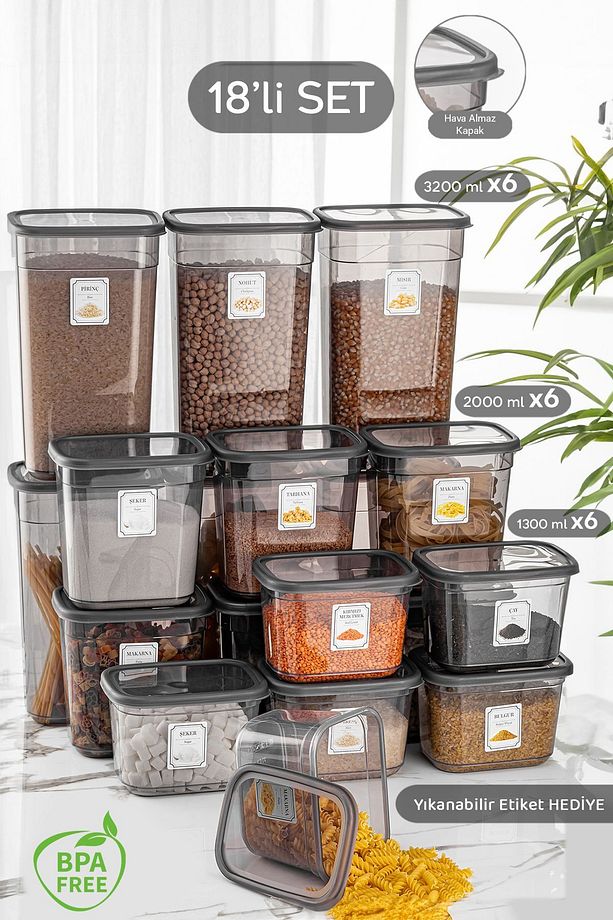 18'li Daisy Etiketli Multi Dikdörtgen Saklama Kabı Mikrodalga Ve Difriz Uyumlu 6x(1,3LT-2 LT-3,2 LT) - 1