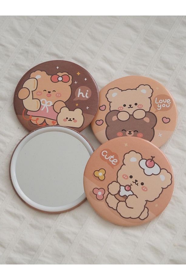 Bears Cute Yuvarlak Ayna Çanta Boy 4lü Set - 5