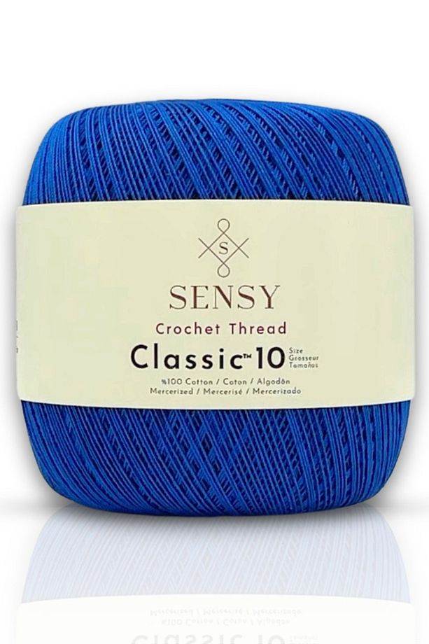 Classic 10 Tığ Ipi 100% Merserize Pamuk Örgü Ipi, Dantel Ipliği Giza Mısır Pamuğu Ip Mavi - 1