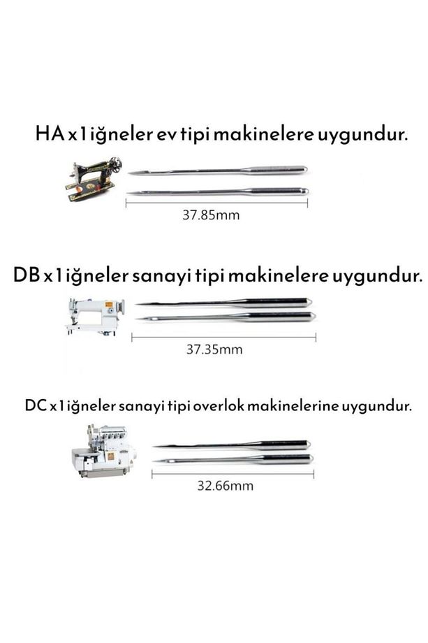 40 Adet Sanayi Tipi Dikiş Makinesi Iğne Seti (DBX1 - 11-14-16-18 NUMARALAR) - 3