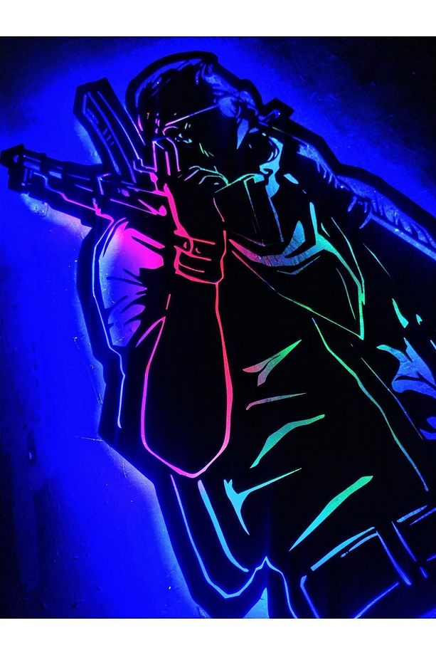 CSGO Adam Silüet Led Tablo Keleş-AK47 Tutan Adam - 2