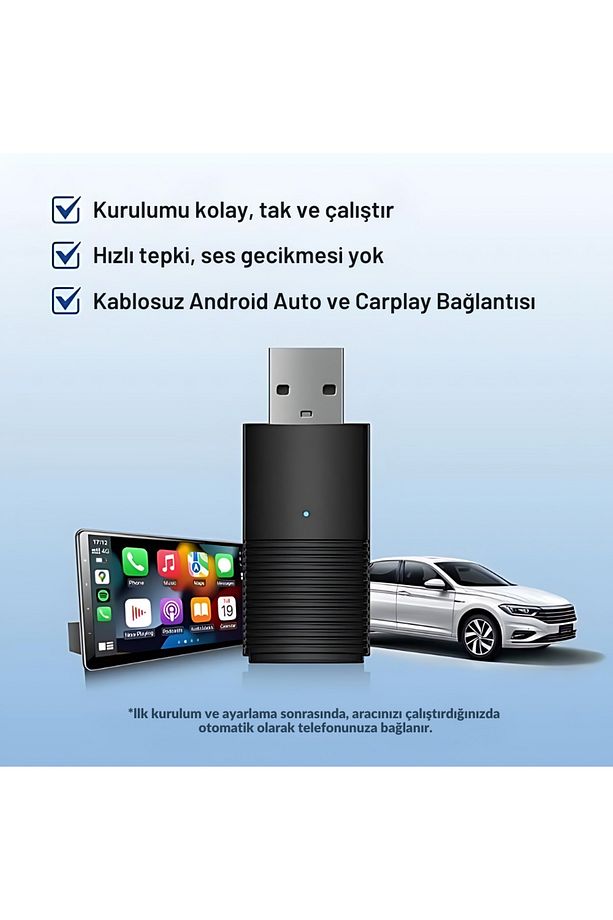 Araç Içi 2in1 Android ve Apple Cihazlar Için Kablosuz Android Auto ve Carplay Adaptörü - 3