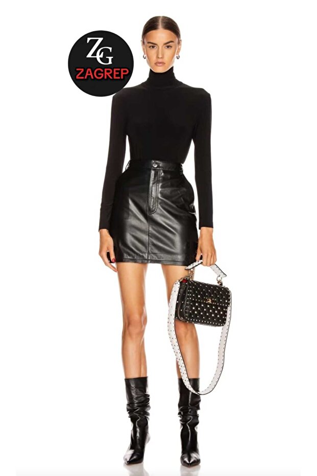 Women's Black Turtleneck Silk Jersey Body