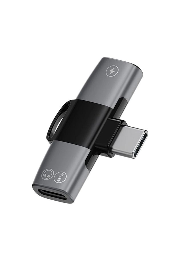 Mini 2in1 Type-c to Type-c Kulaklık + şarj Adaptöru SİYAH - 5