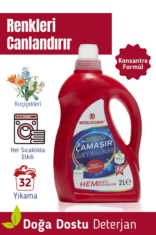 Bitkisel Sıvı Çamaşır Deterjanı Renkliler Için Çevre Dostu Konsantre 2 L - 2