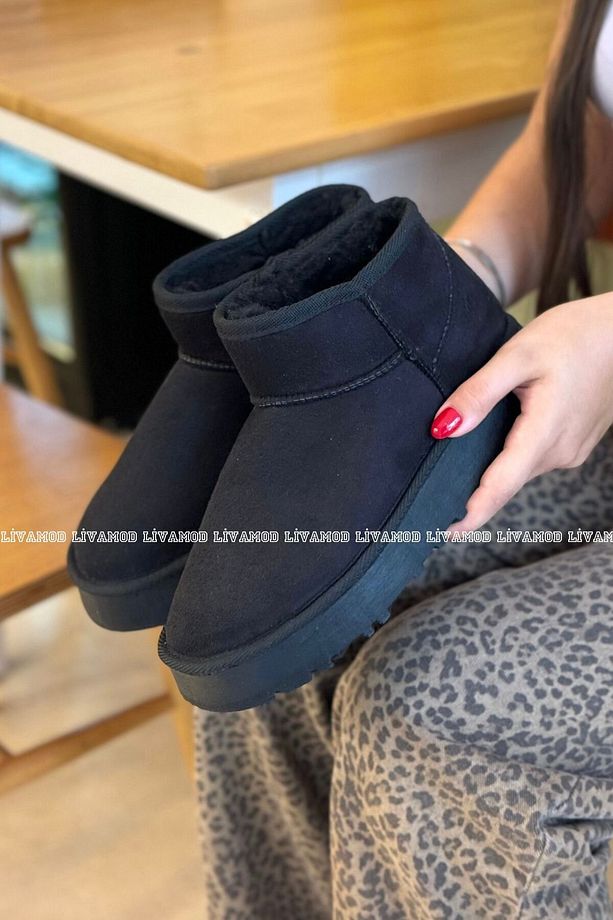 Teel Içi Kürklü Mini Süet Kışlık Taban Bot & Bootie - 1