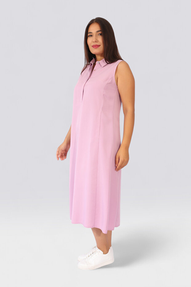 40346 LEYLAK LYOCELL KUMAŞ KOLSUZ UZUN ELBİSE - 2