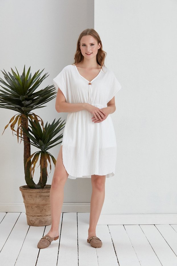 Women's White Pareo Beach Dress Sea Outlet