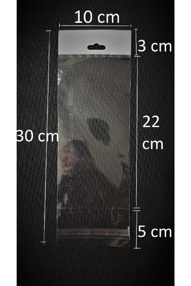 Askılı Jelatin - Şeffaf Opp - Kendinden Yapışkanlı Jelatin Poşet - 10x30 Cm - 100 Adet - 1