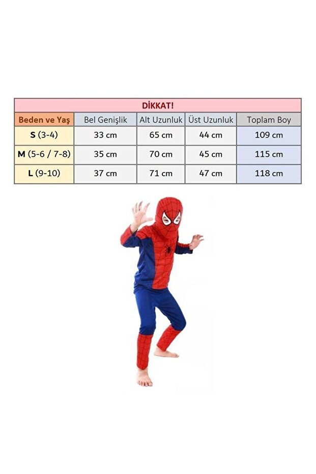 Spiderman Kostüm - Örümcek Adam Çocuk Kostümü - Maskeli Örümcek Adam Kostümü - 3