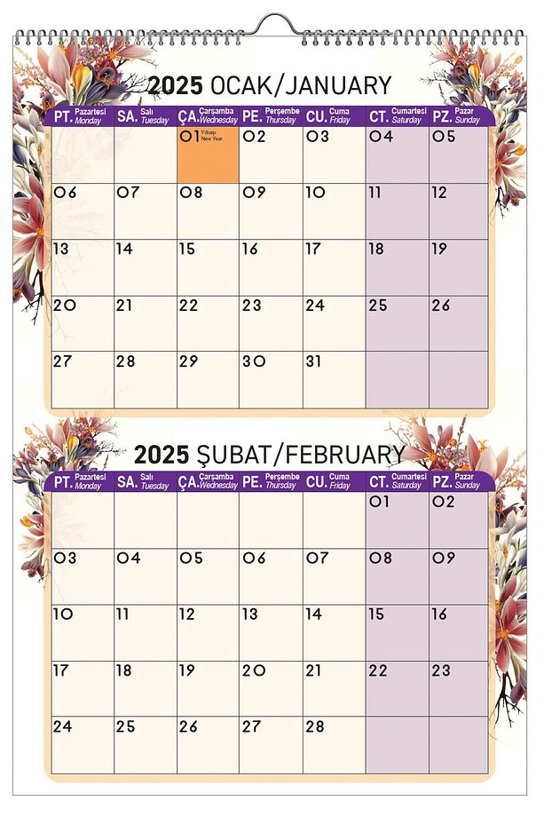 2025 DUVAR PLANLAMA TAKVİMİ-6 SAYFA 33X48 - 1