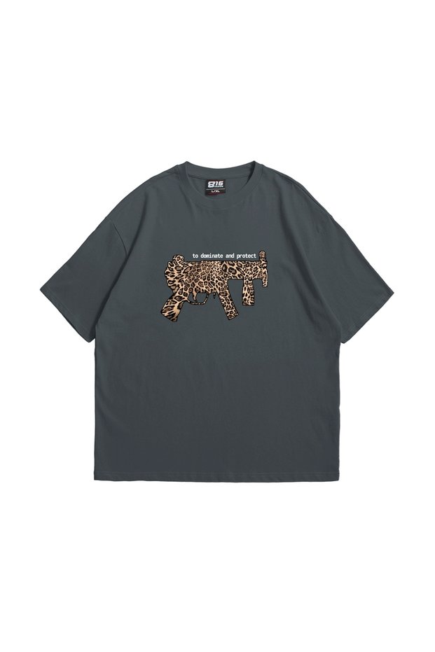 24/1 DominaTe and ProTecT PrinTed Unisex Oversize Smoked T-Shirt