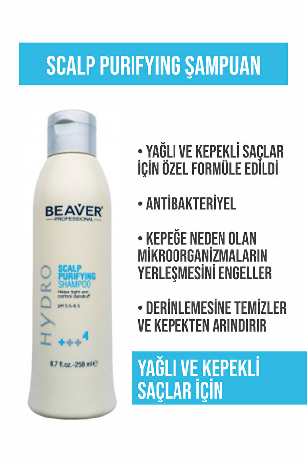 Beaver Scalp Purifying Shampoo 258ml | Oily and Dandruff Hair, Coconut Oil Keratin