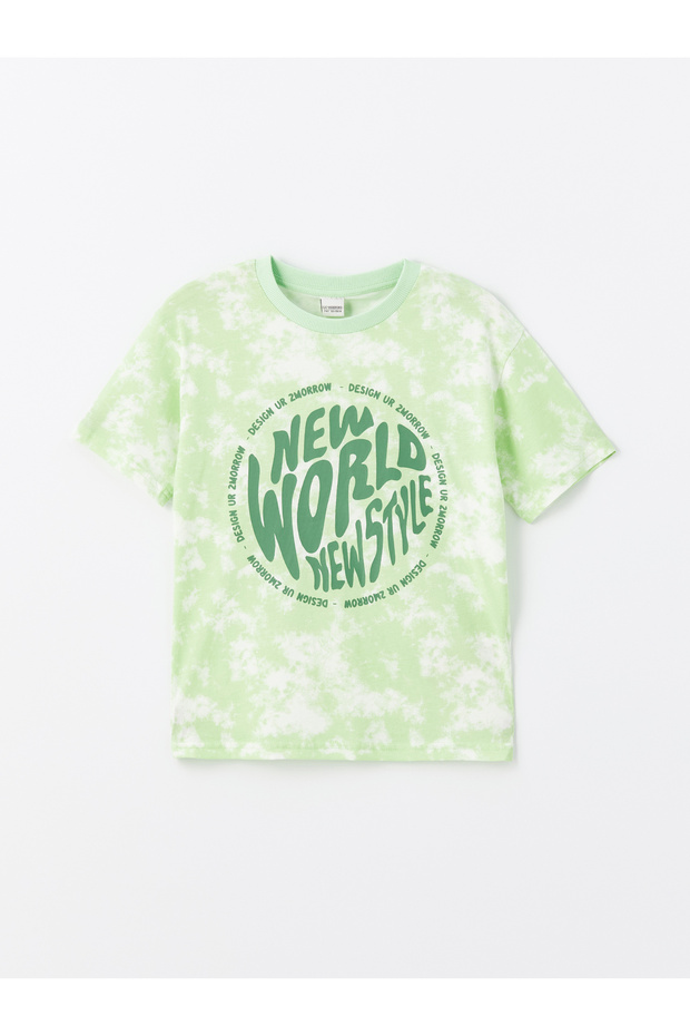 Lcw Kids Green Printed Comfortable Fit Crew Neck Boys' T-Shirt (S4)