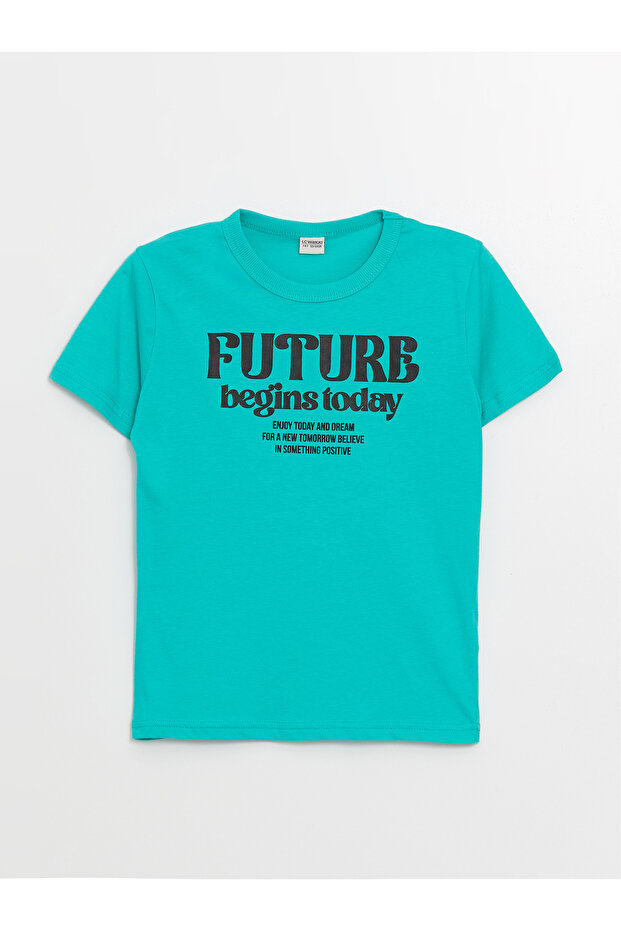 Crew Neck Printed Short Sleeve Boys' T-Shirt