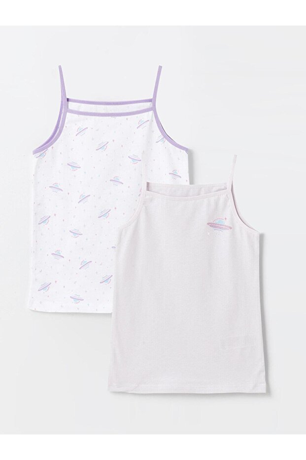 LCW Kids Square Collar Printed Girls' Undershirt 2-Piece