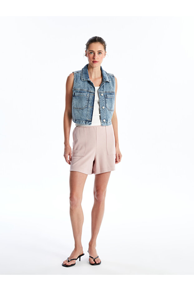 Women's Elastic Waist Plain Shorts