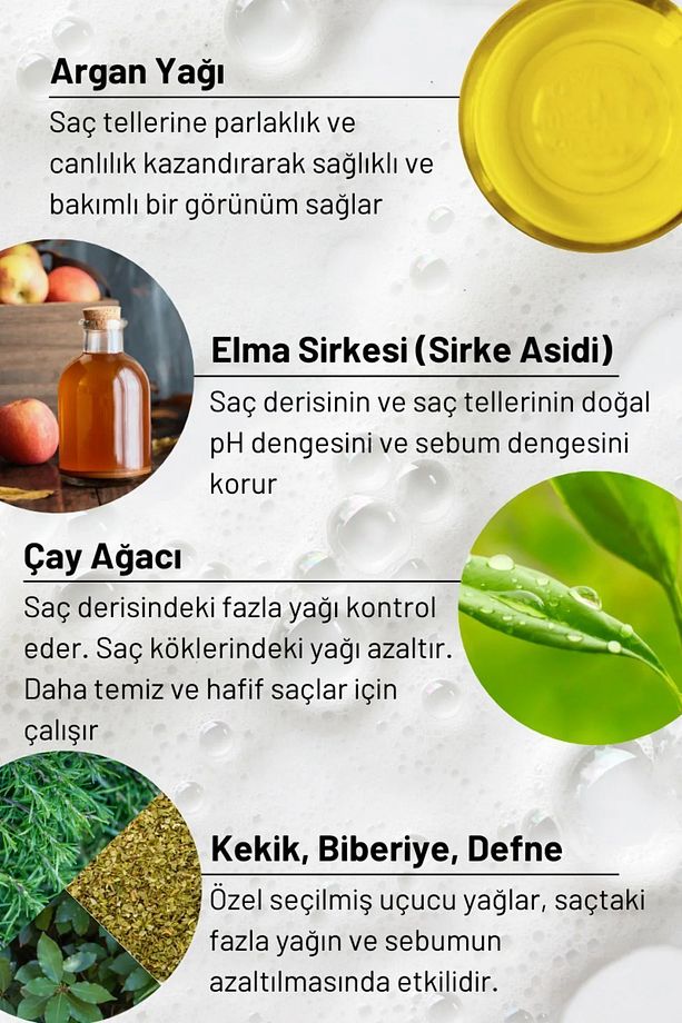 Doğal Şampuan- Yağlı Saçlar- Sirke Içerikli- Vegan- Organik Içerikli- Sebum Dengeleyici - 6