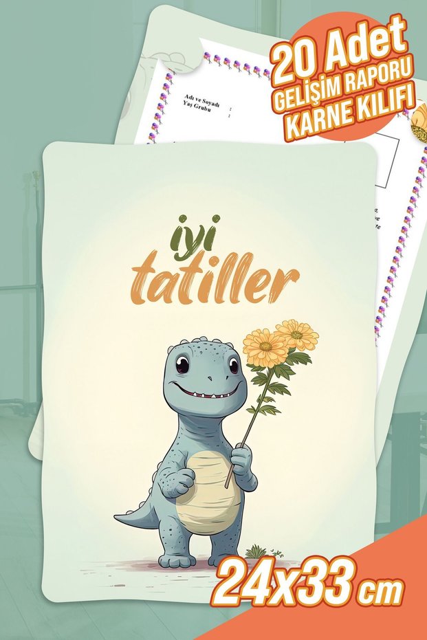 Dinosaur Themed A4 Kindergarten Kindergarten Development Report Card Cover (Container) 20 Card Ornament