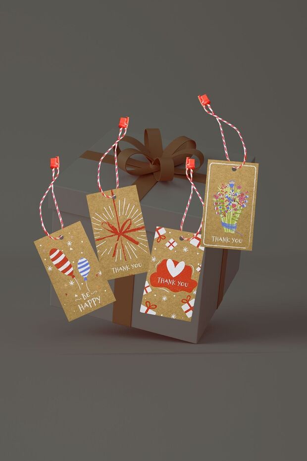 Kraft Label, Gift Package Label 40 Pieces 5 X 8.5 Cm, Annex-0005-ı-ing