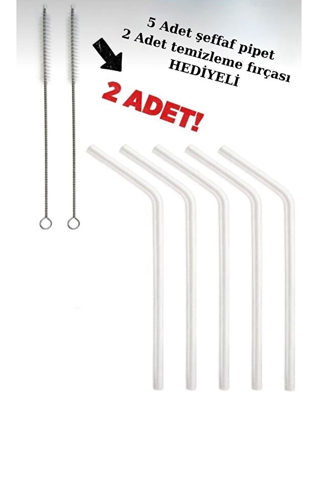 5 li  Cam Pipet Ve 2 Adet Temizleme Fırçası Seti 1. Kalite / 9 Mm - 1