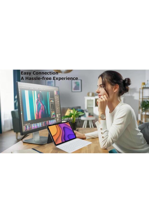 Samsung Galaxy Tab S8+ Plus X800 12.4" Uyumlu Kablosuz Bluetooth Şarj Edilebilir Yuvarlak Tuşlu Klav - 2