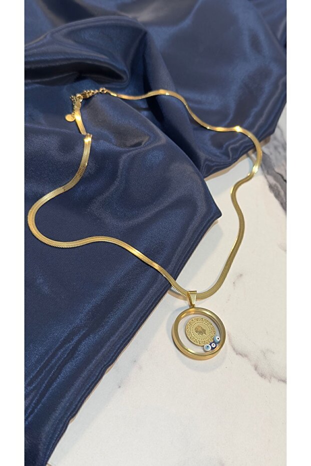 - Çeyrek Model Çelik Fanus Kolye - 2