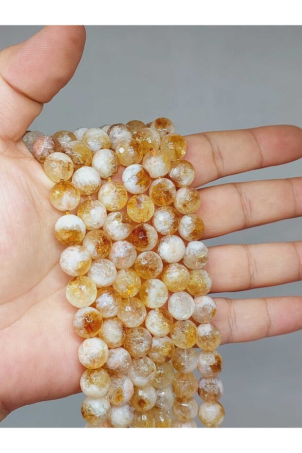 Citrine Stone Light & Dark Mixed Color Facet Cut Strand 10mm (35-36cm) (52832)