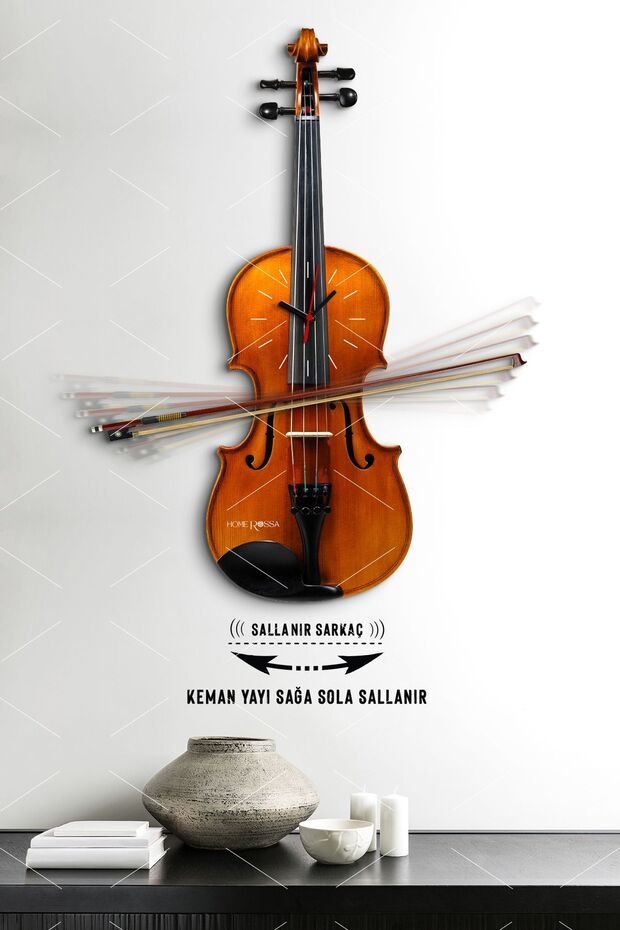Keman Sallanır Sarkaçlı Duvar Saati - 1