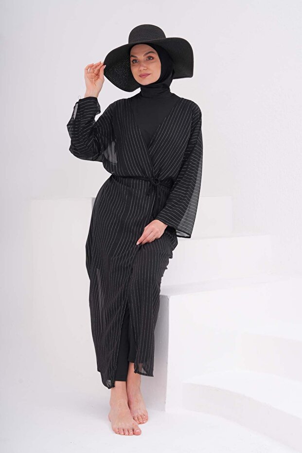 Strój kąpielowy z hidżabem – wzorzyste pareo - 1